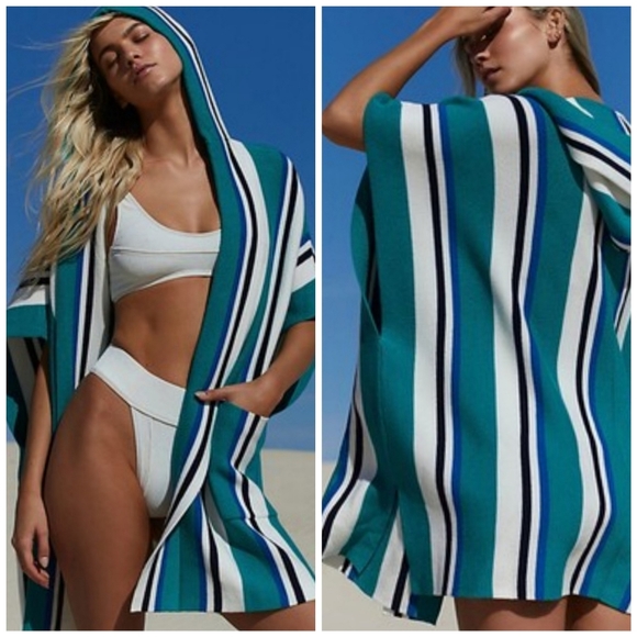 Free People Sweaters - New Free People All I Need Strip Hooded Pancho Boho Thick Knit One Size